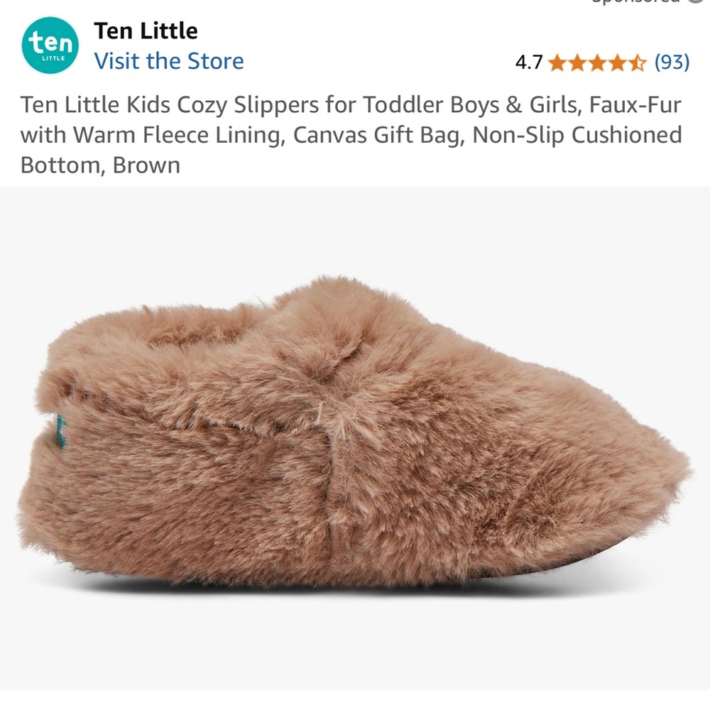 Kids Cozy Brown Slippers